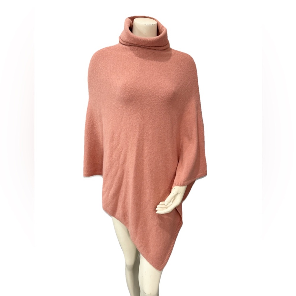 Ann Taylor Turtleneck Knit Poncho Women’s XS/S Peach Soft Pullover Sweater Cape